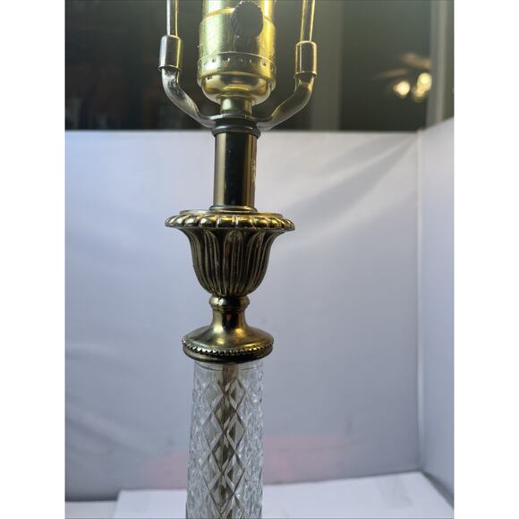 Antique Bronze & Crystal & Marble Column Lamps 32” Tall MCM - Picture 5 of 16